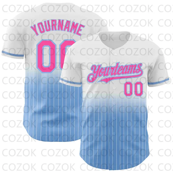 Custom Wit Blue Stripe Stitch Serie Honkbal Jersey Mannen Vrouwen Shirt 3d Bedrukt Shirt Team Shirts Hiphop Unisex Tops