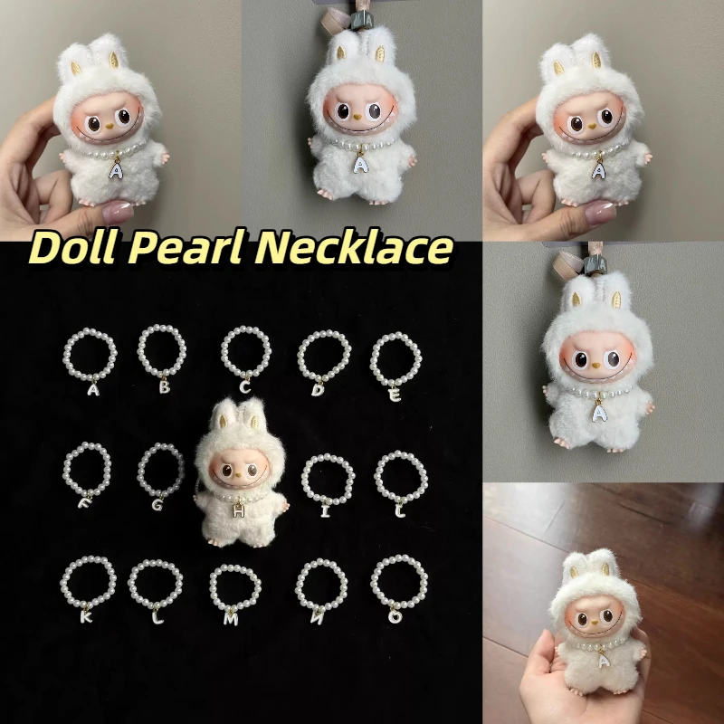 

Ожерелье с украшением для куклы, подходящее для Mini Labubu 4,0, кулон, 26 букв, жемчужное ожерелье, аксессуары для украшения