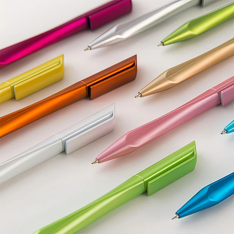 8 Creative Triangular Ballpoint Pens with Pocket Clips, Random Colors, Suitable for Office, School, Journaling, Art, Holidays, a