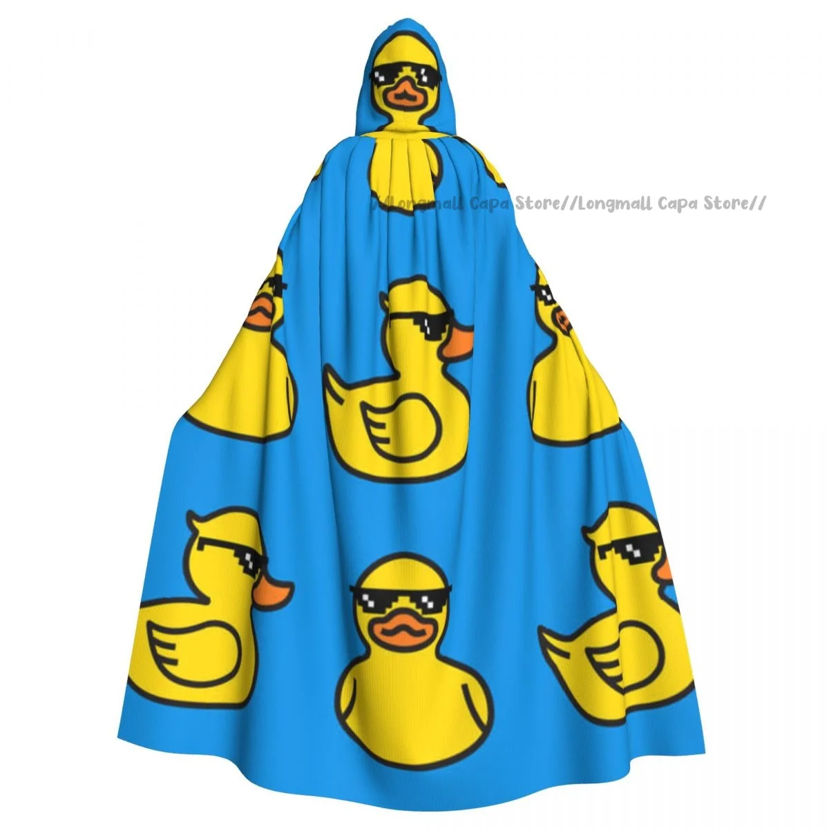 Adult Vampire Cape Hooded Robe Rubber Duck Pattern Halloween Cloak Full Length Cosplay