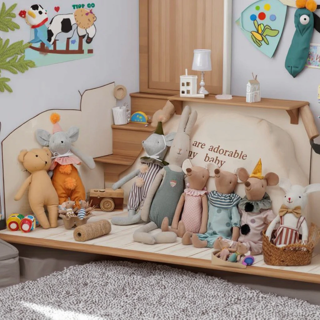 2025, Baby-Plüschtier, bequem, schlafend, niedliches Kaninchen, Bär, Maus, Baby-Mädchen-Puppe, Stoffpuppe