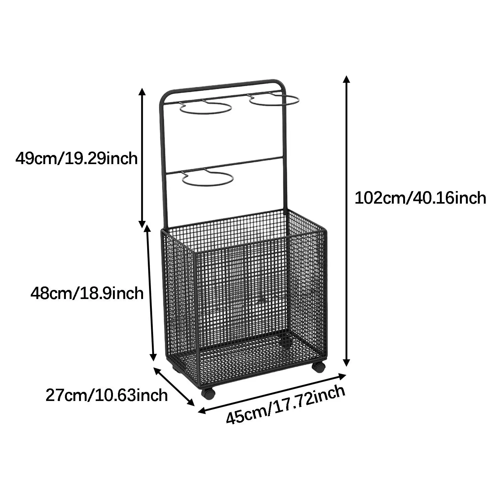 スポーツ用品ガレージオーガナイザー ガレージボール収納 ダンベル レジスタンスバンド ローリングボールカート（ホイール付き）省スペース