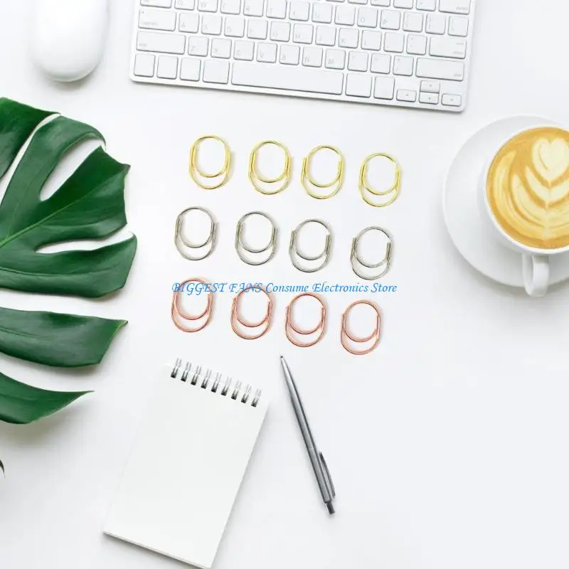

24Pcs Colorful Paper Clip 25x19mm Stainless Steel Paper Clips File Clamp Book Page Marker Clips for Office School