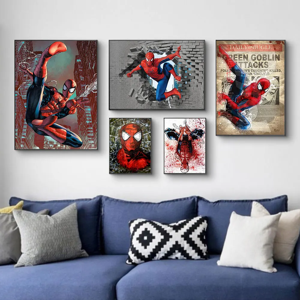 Disney Marvel Avengers Superhero Spiderman Digital Oil Painting Printing Bedroom Wall Painting Home Living Room Single Decor