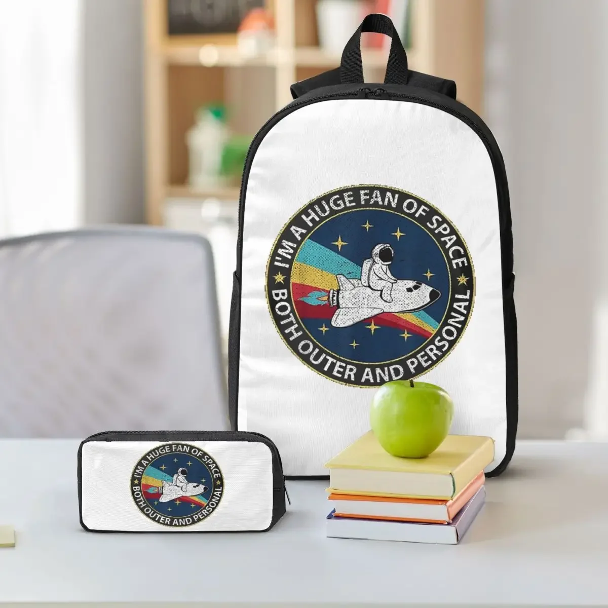 Huge Fan Of Space Both Outer And Personal Backpack Boy Girl BookBag School Bag Shoulder Bags 3ps Insulated Lunch Bag Pencil Case