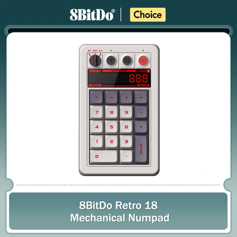 

8BitDo — механическая цифровая доска Retro 18, поддерживает режим калькулятора, проводная цифровая доска Bluetooth/2,4G/провод для Windows и Android