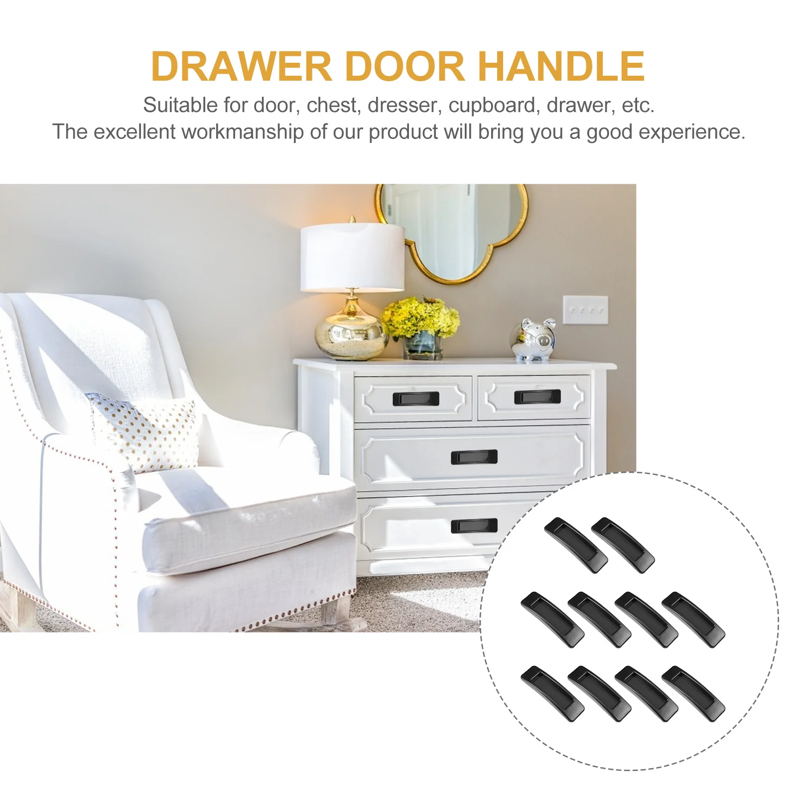 

10Pairs Self-Stick Door Handles Durable Plastic Sliding Window Cabinet Drawer Handle Sticker Instant Pull Handle Auxiliary