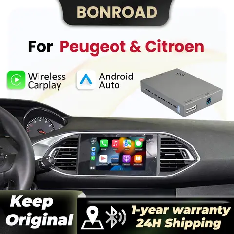 Bonroad Wireless Carplay Android Auto Decoder For Peugeot Citroen NAC  C4 C5 DS4 DS3 308 508 208 3008 Mirror Link BT