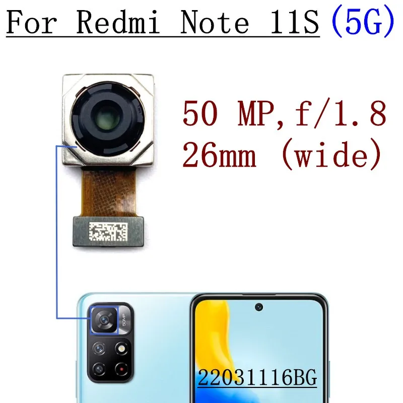 Front Back Camera For Xiaomi Redmi Note 11S Note11S 4G 5G Rear Backside Selfie Frontal Facing Camera Module Flex Cable