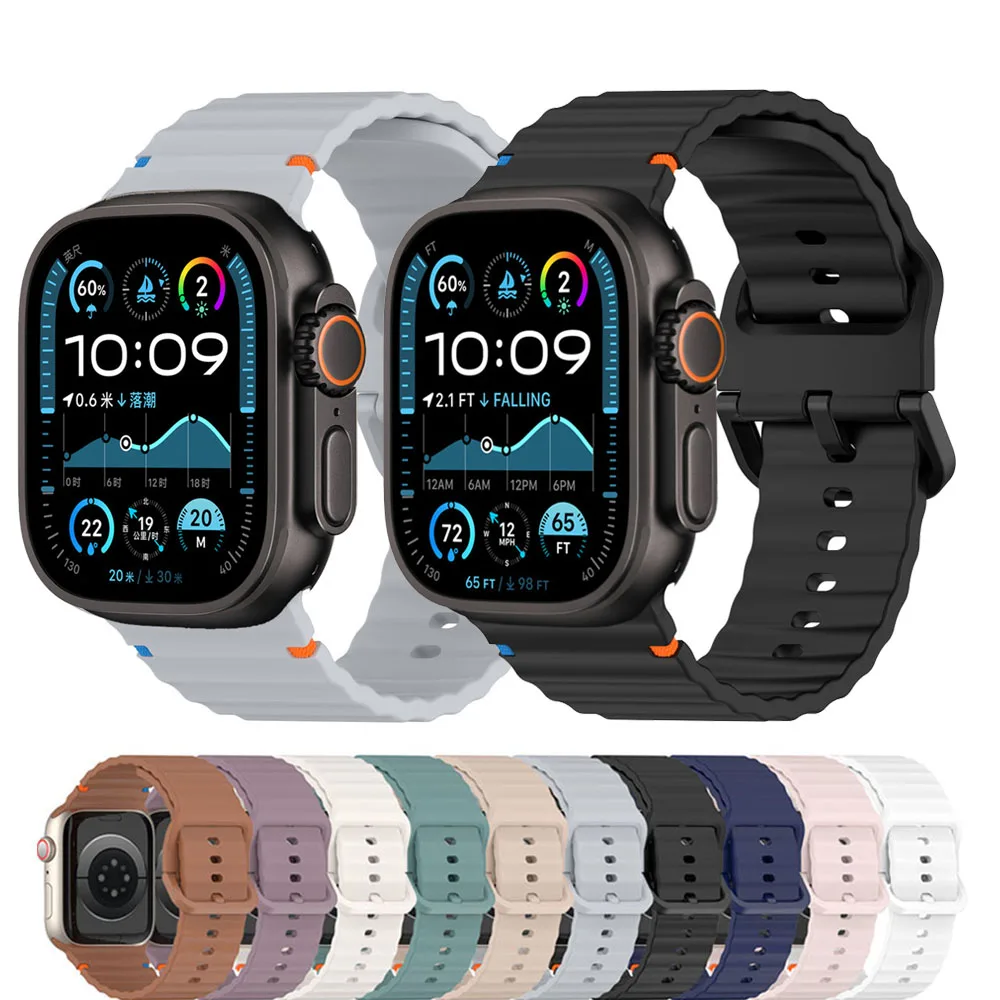 

Силиконовые ремешки для Apple watch ultra 2 Band 49 мм 46 мм 44 мм 40 мм 45 мм 42 мм 41 мм браслет correa iWatch series 10 9 8 6 7 5 SE 3