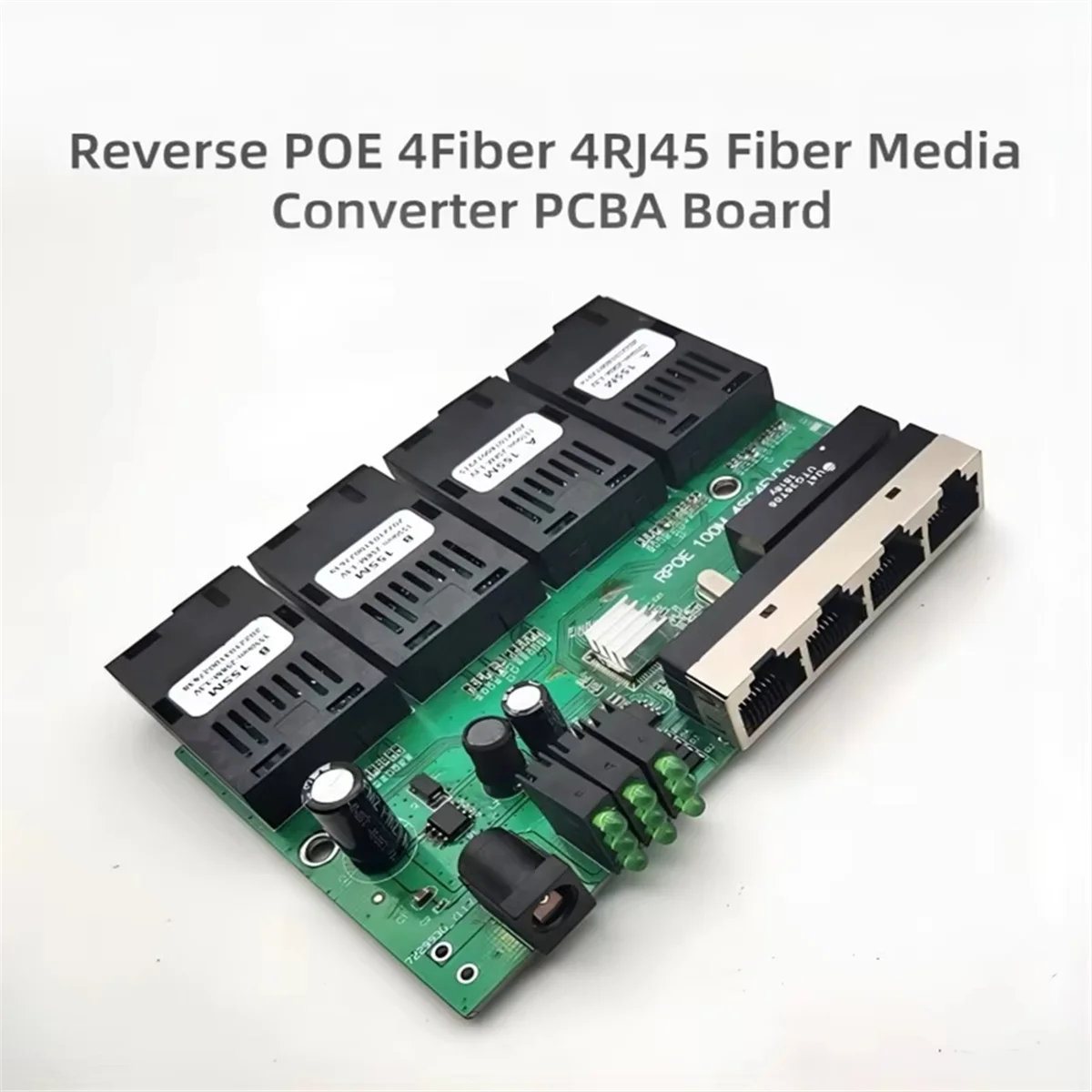 

ABFA 100M Reverse POE Fast Ethernet Fiber Switch 4F4E Output 12V Optical Media Converter Ethernet SC PCBA Placa Metro Board