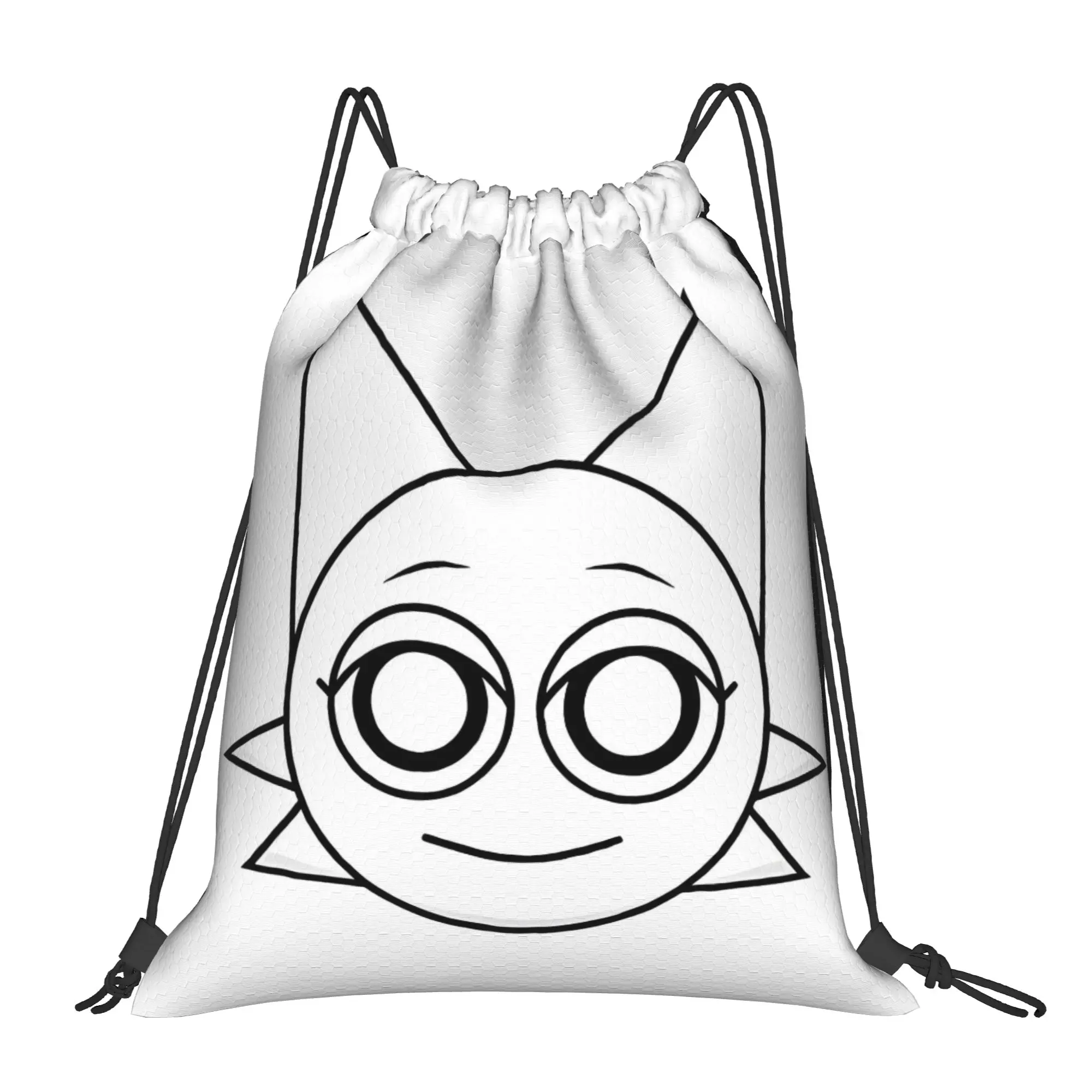 Sprunki Happy Wenda (White) Head Bag Drawstring Backpack Sports Gym Sackpack Game String Bags Working Out 36cm (W) x 43cm (H)