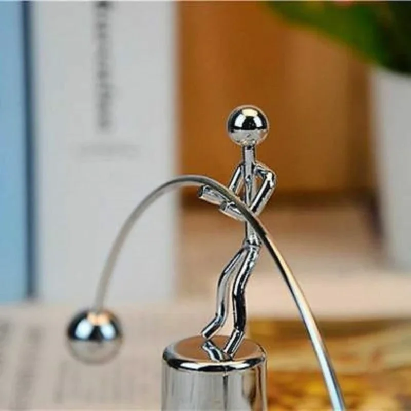 Balance Pendulum Small Weightlifting Cartoon Newton Physics Science Newton Pendulum Ball Motion Pendulum Iron Home Decoration