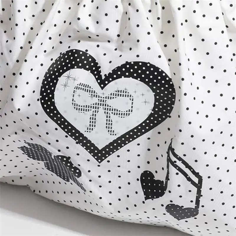 Koreanische Polka Dot Umhängetasche Damen Nylon Einkaufstasche Niedliche Schleife Love Note Bedruckte Einkaufstasche Rock Design Magnetschnalle Achseltasche – Detail 4