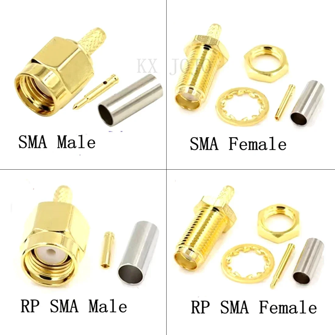 2-10pcs RF/RP SMA Crimp Connector Male/Female Solder for RG174 RG316 RG178 RG188A LMR100 Cable