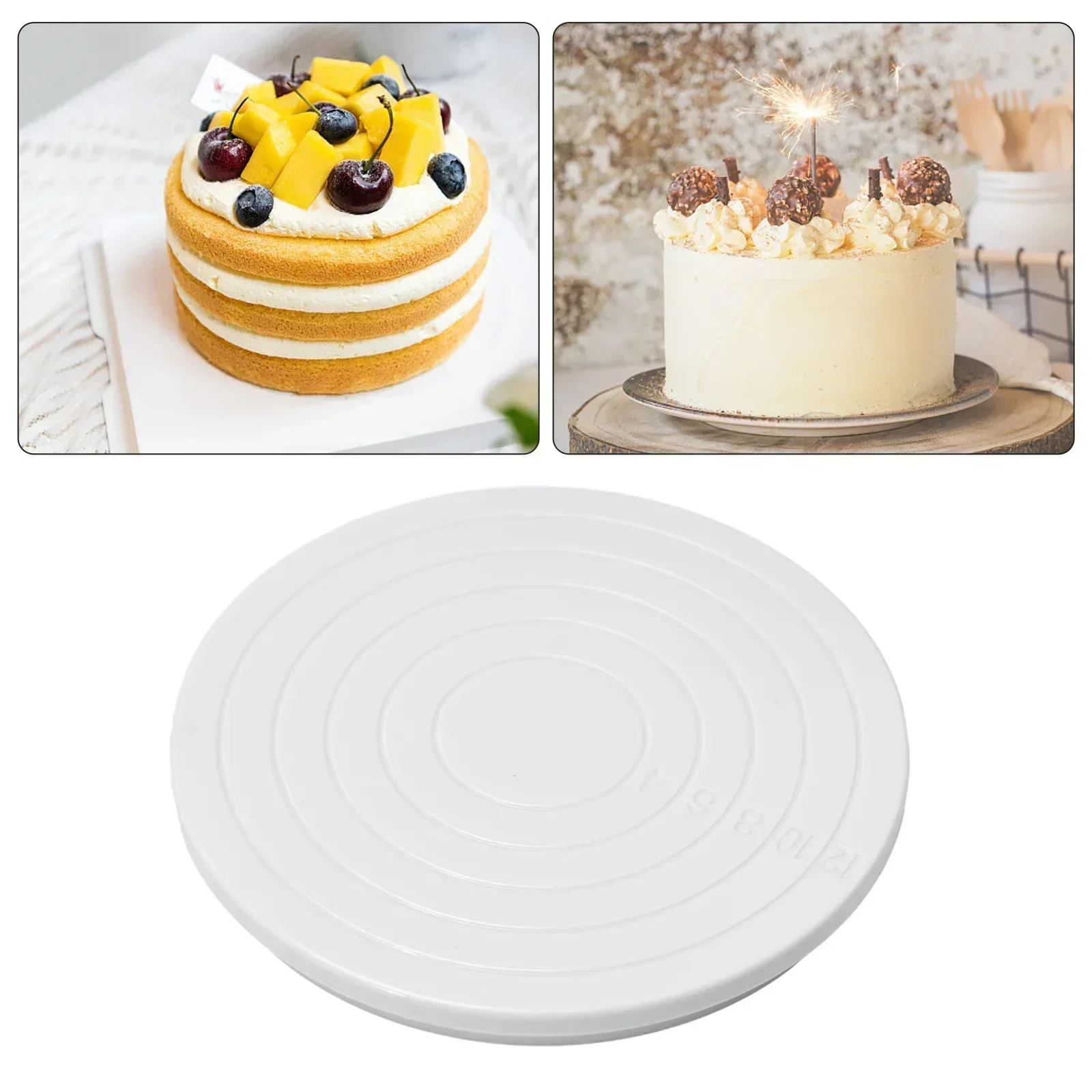 Round 14 CM Cake Turntable Plastic Pink Rotating Stand Plate Baking Revolving Decoration Platform  Revolving Baking Tools