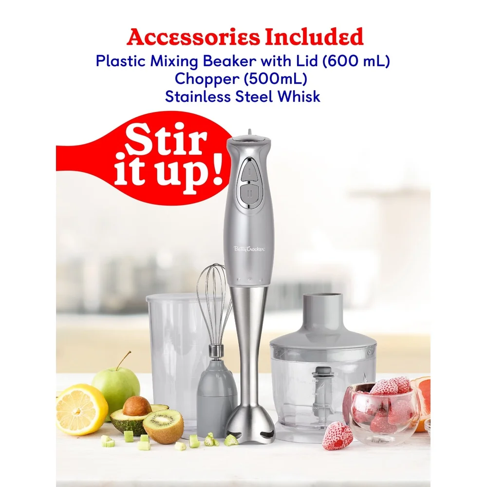 خلاط يدوي كهربائي بسرعتين مع كوب مفرمة خفق مقبض مريح شفرة فولاذية غير قابلة للصدأ غسالة أطباق خلط آمن 600 مل