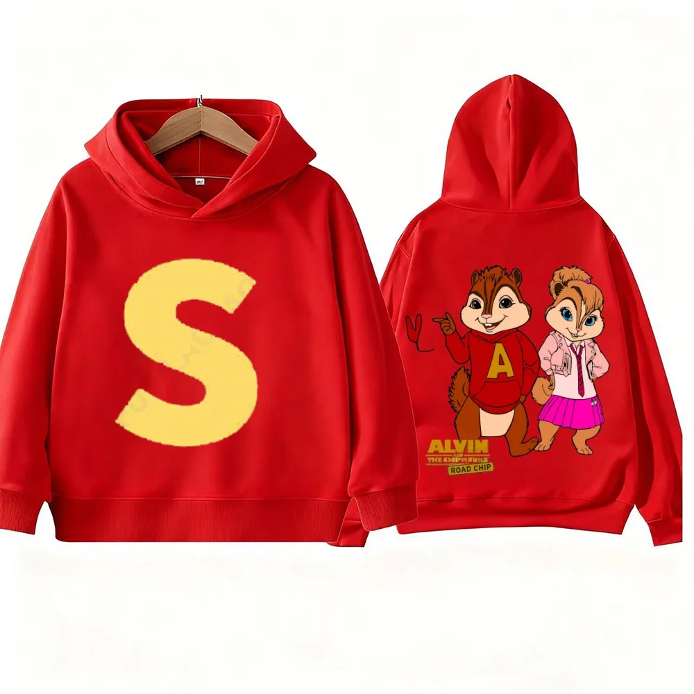 

2025 fashionable casual sportswear children's hoodie Alvin chipmunk print Halloween costume women's pullover