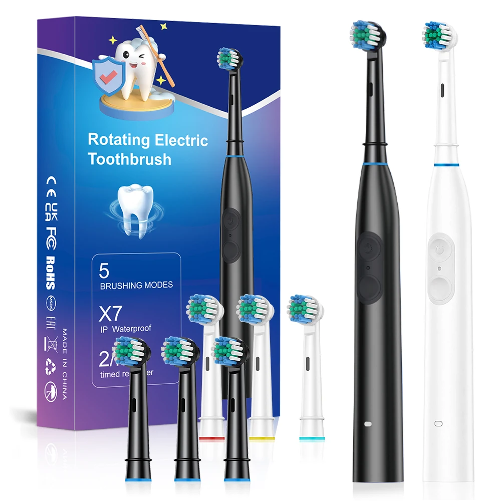 Electric Toothbrush Deep Clean Whitening Teeth for Adult Toothbrush Rotation Rechargeable Toothbrush with 4 Replacement Heads