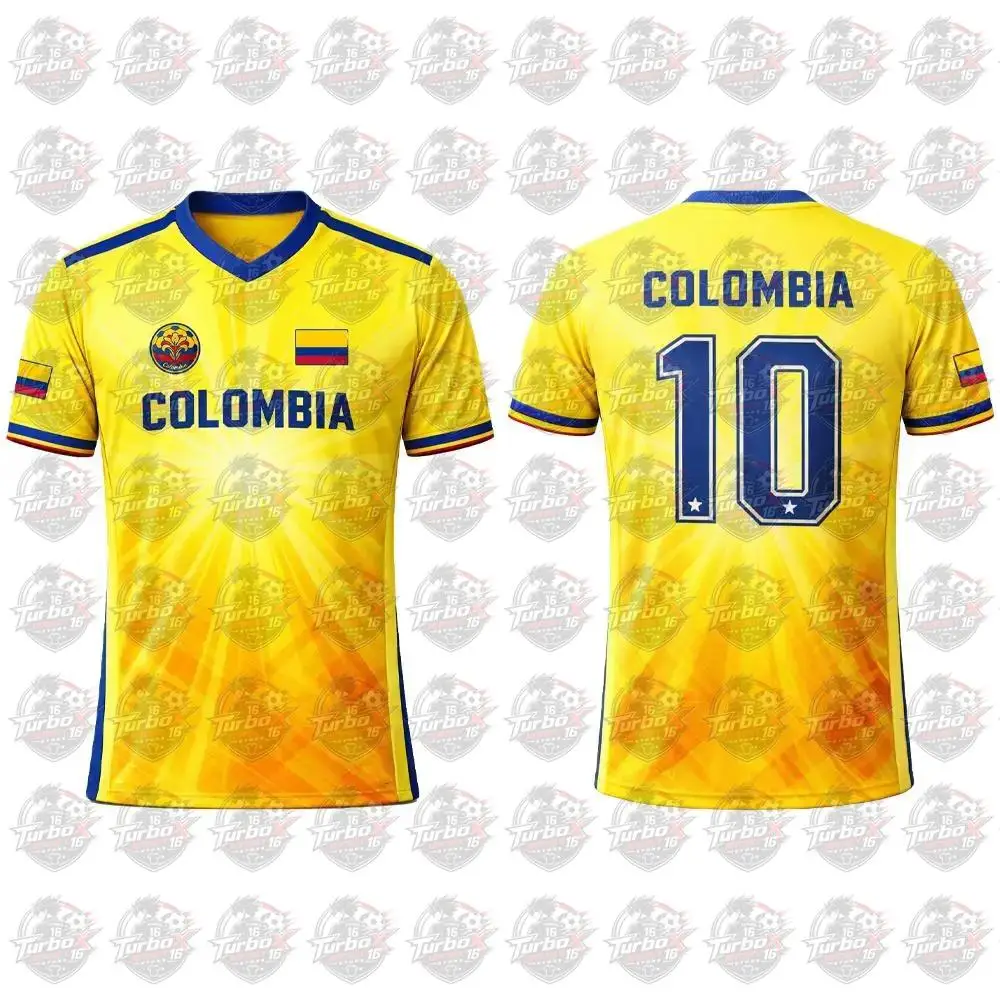 Nouveau Maillot de Foot 2026 Imprimé Drapeau Columbia pour Homme – T-shirt Sportif Respirant à Col Rond Unisexe – Idéal Entraînement, Décontracté, Streetwear, Cadeau pour Fan