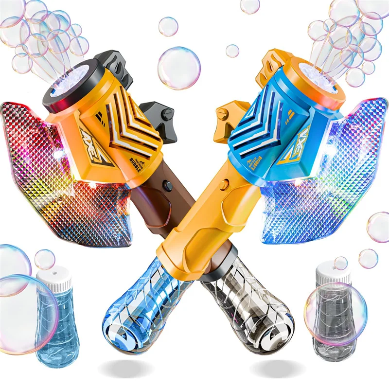 2025 Newly Axe Wand Bubble Machine for Kids Bubble Wands Automatic Light up Bubble Guns for Toddlers Outdoor Party Birthday Toys