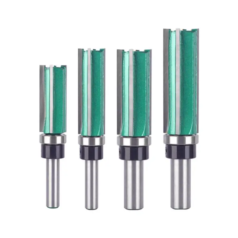 dt15-2個入りベアリングストレートルータービット-12mmシャンク-4枚刃トリマー-木工用フライスカッター-エッジスロッティング用