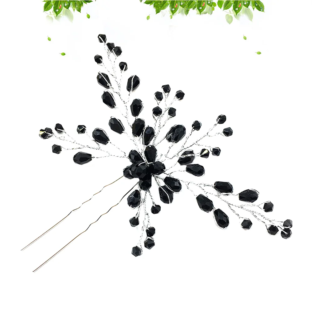 

Crystal Elegant Hairpin Shiny Fashionable Rhinetone Handcraft Hair Hair Accessories for Bride Women Girls Black