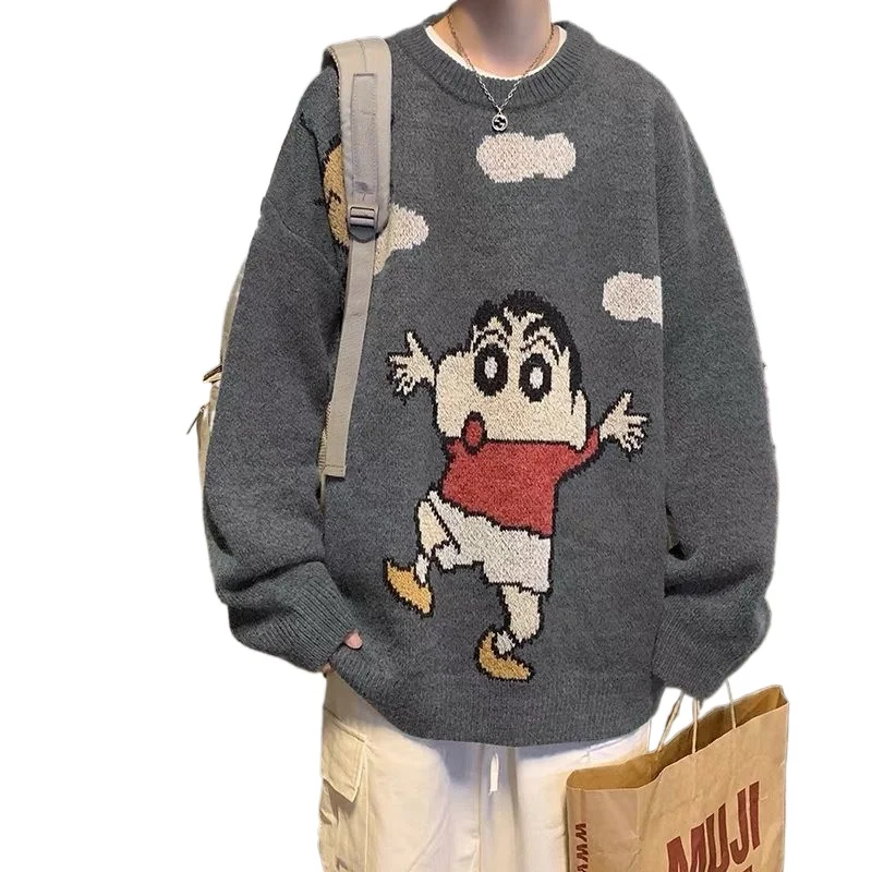 Sweater Sweater Cartoon Crayon Shin Chan Sweater Pajamas Men's Ins Loose Outer Plush Gift Thin Plush Gift Plush Gift