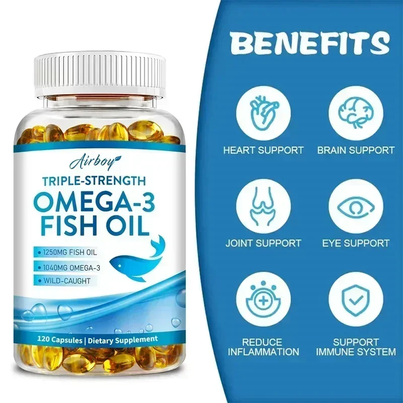 

Omega 3 Fish Oil - for Nervous System, Skin, Hair & Joint Health, Boosts Metabolism, Strengthens Immune SystemSupplement
