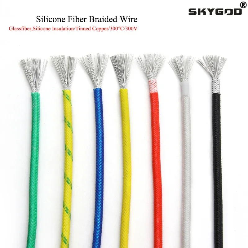 

2/5/10m High Temperature Resistant Silicone Wire 300°C Copper Cable Fiberglass Braided Insulated Warm Floor Heat Element Line