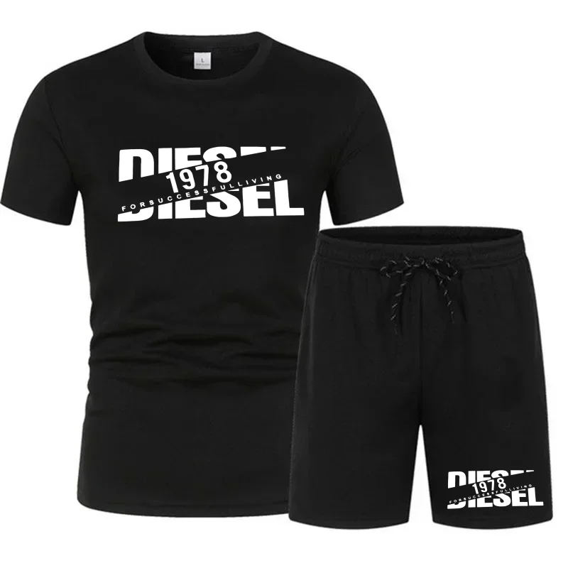 

2026 new trend hot item summer men's suit casual fashion sportswear beach print short sleeved T-shirt set jogging