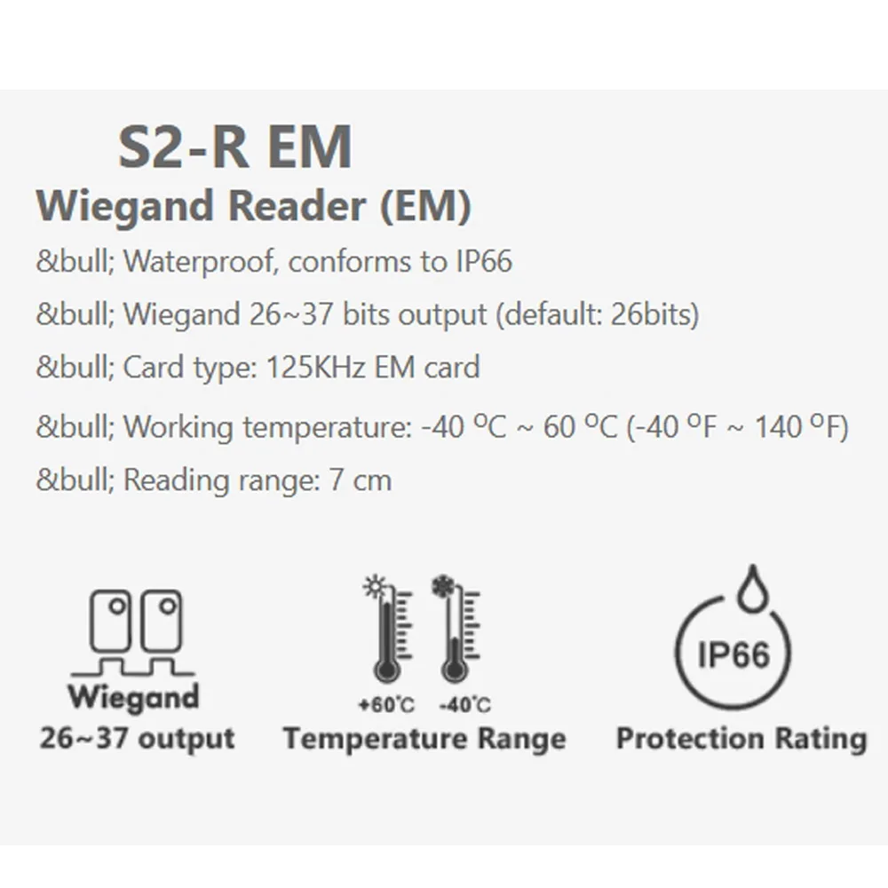 Teclado de Controle de Acesso à Porta Impermeável S2R IP66, Leitor de Cartão RFID, Saída 26 ou 34, 125KHz, 13.56Mhz