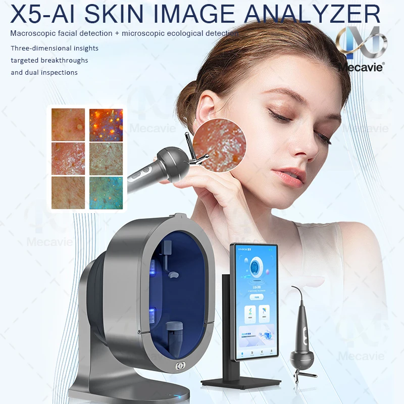 Professional AI Skin Analyzer Machine X5 Multi‑Spectral Imaging Skin Detector 3D Simulation Slice Real‑Time Report Output Skin Care Analysis Equipment for Salon Beauty Clinic Use