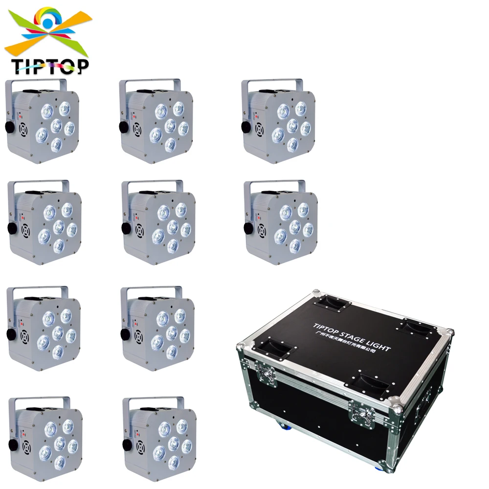 

Freeshipping 10 Unit Newest Design DJ Freedom Par Uplight Rechargeable DMX Wireless Battery Powered Par 6x18W 6in1 RGBWAP