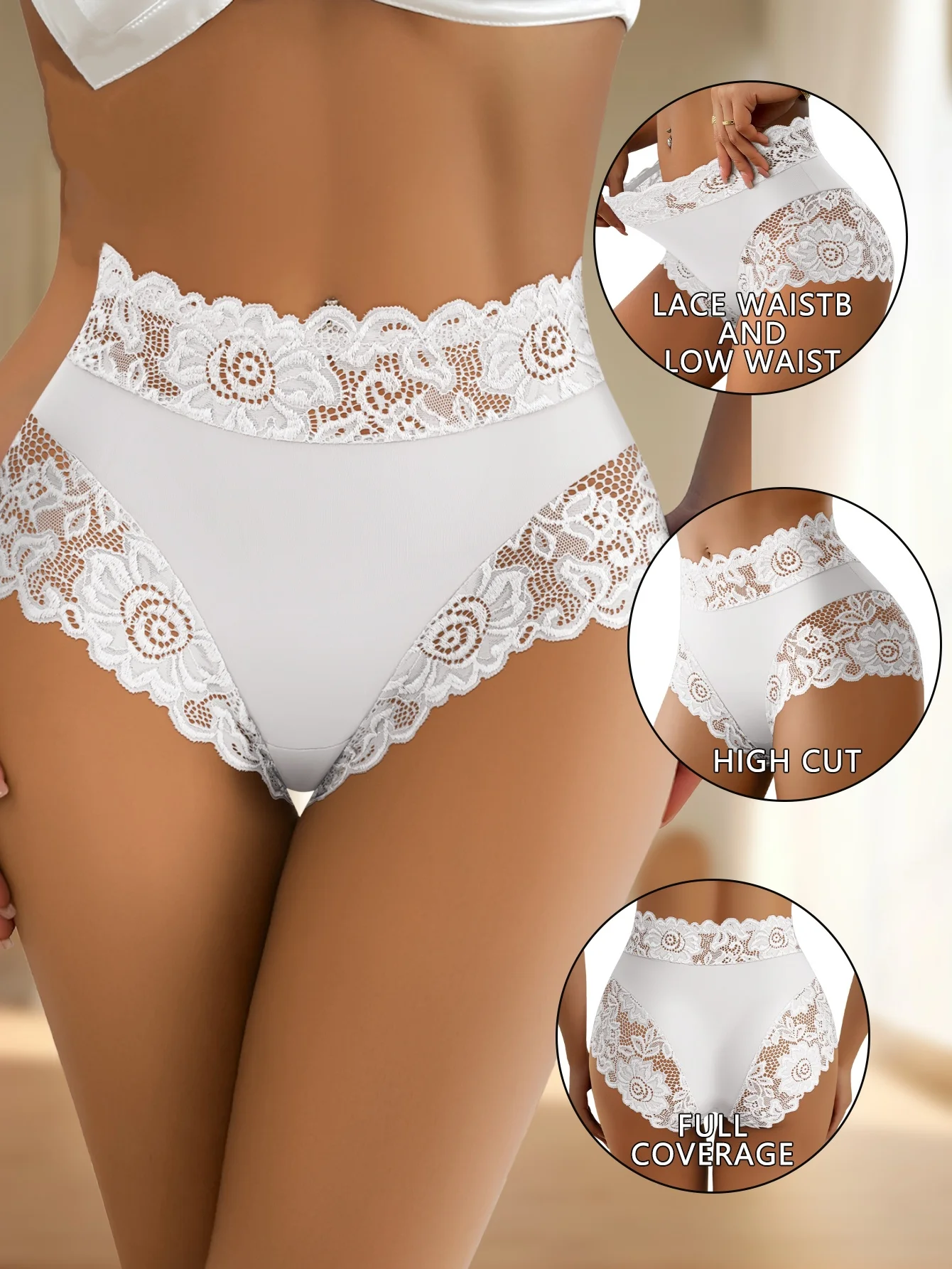 4 stks/set Kant Katoen Patchwork Holle Slipje Dames Slips Effen Kleur Sexy Bloemen Holle Damesslips Damesondergoed