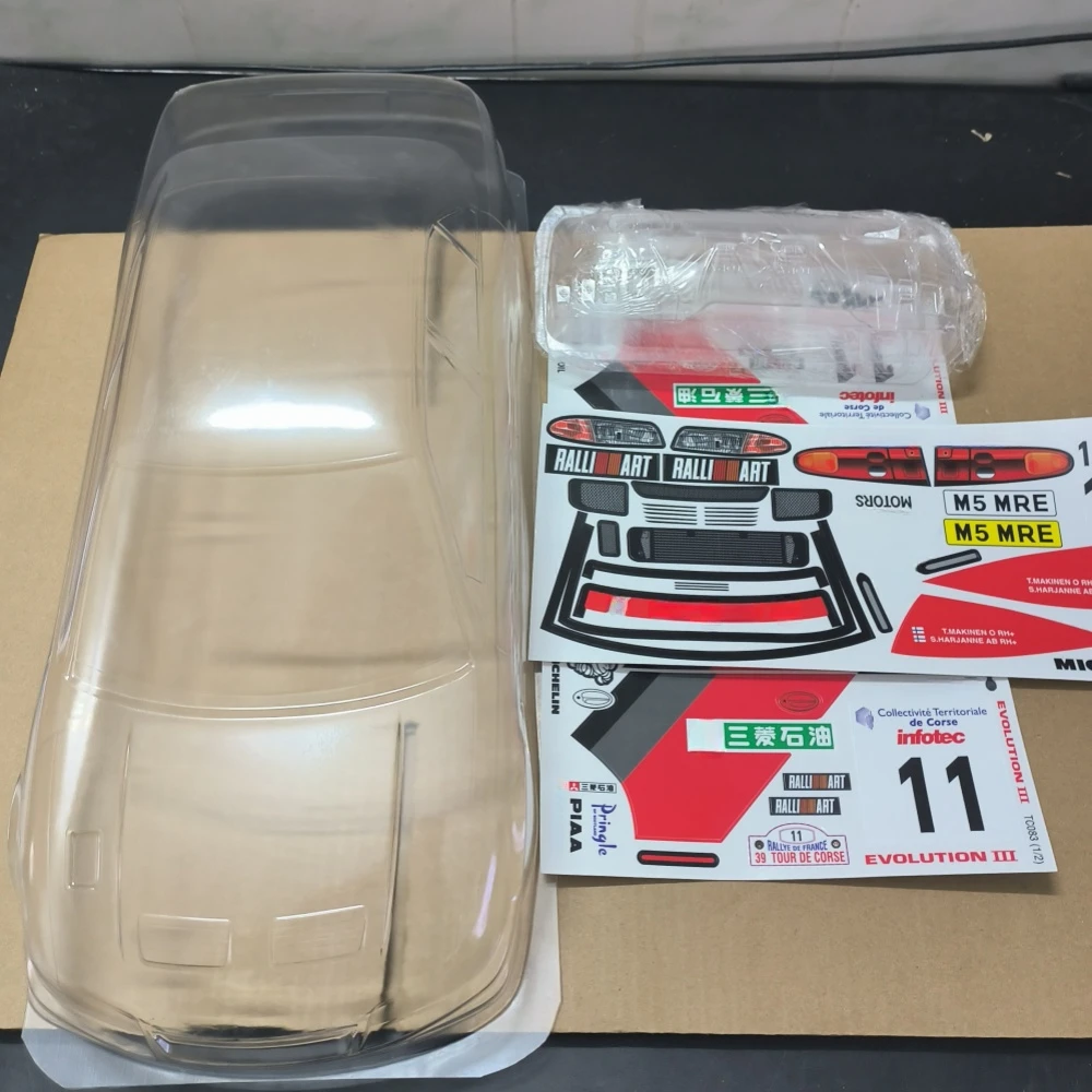 TC083 1/10 Mitsubshi Evolution III Clear Lexan Body W/Rear Wing  & Light Buckle fit RC Drift Car 1 10 Tamiya tt01 tt02 Chassis