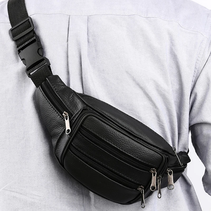 Men's Genuine Leather Chest Bags Crossbody Bag Luxury Design Durable Pockets Chest Bag Business Men's Handbag Shoulder Bag