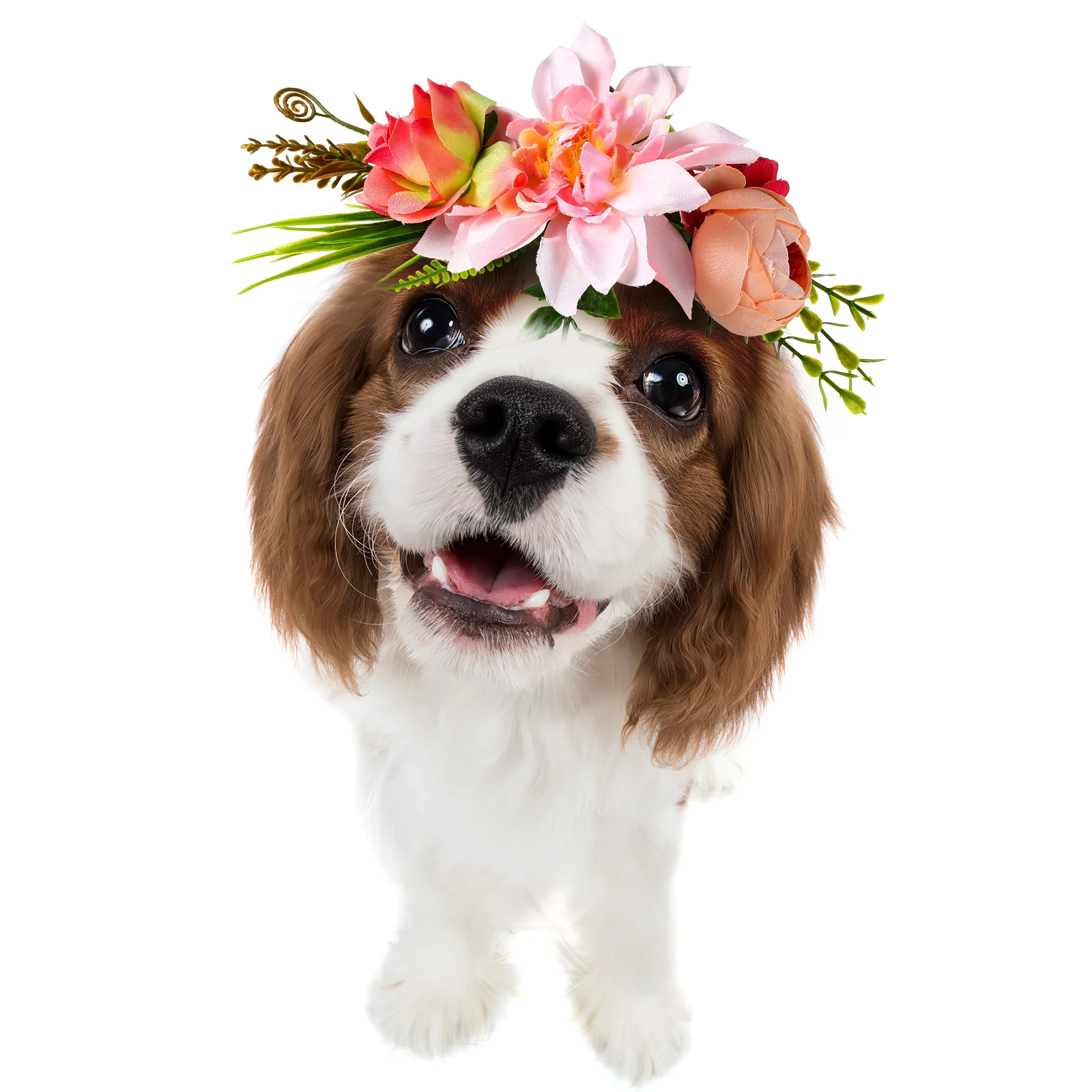 

Pet Garland Lifelike Artificial Flower Bright Colors Adjustable Comfortable Dog Cat Headwear Party Beach Decoration