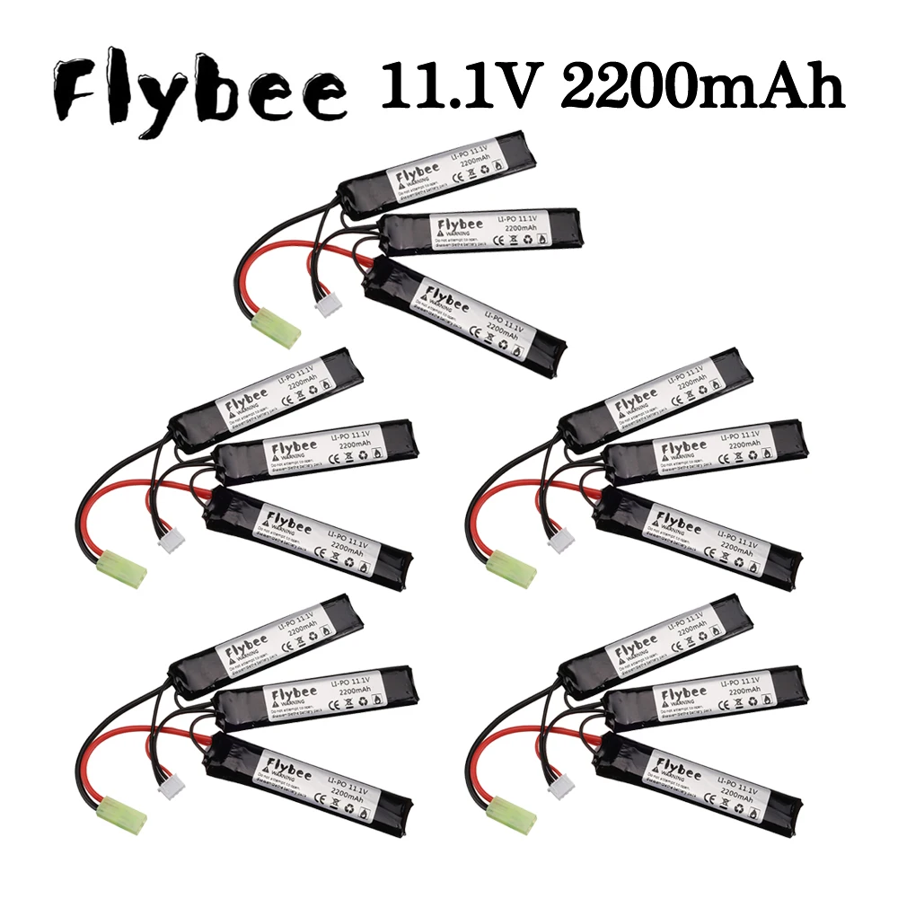 1 to 5pcs Water Gun Lipo Battery 3S 11.1V 2200mAh 35C 452096 for AKKU Mini Airsoft BB Air Pistol Electric Toys RC Parts #103mm