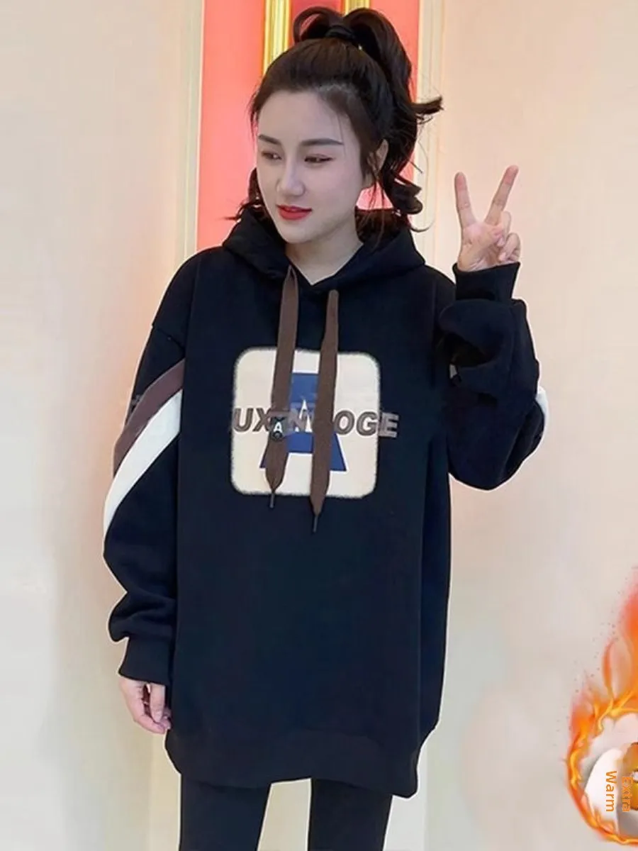 fashionable-hooded-fleece-lined-thickened-comfortable-casual-mid-length-two-piece-set-for-autumn-and-winter-versatile-style