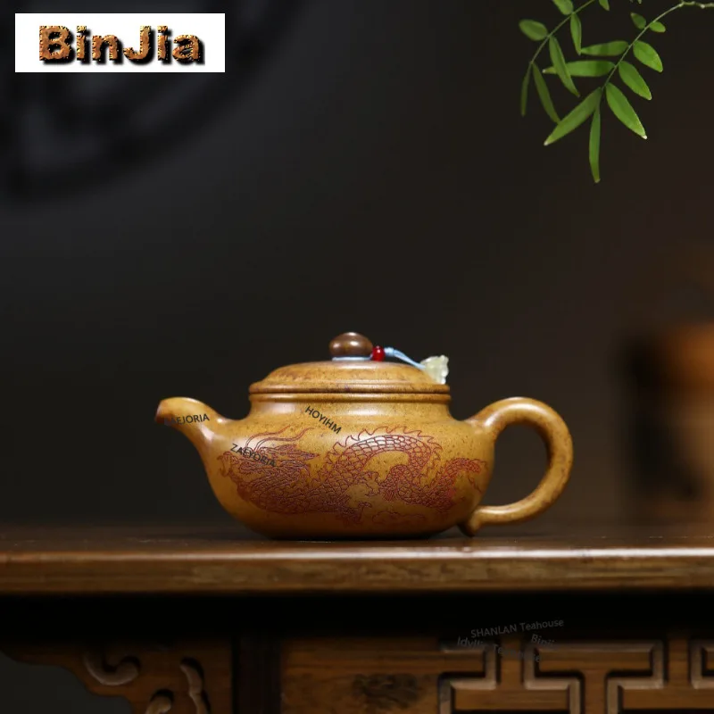 380ml Traditional Yixing Purple Clay Teapots Handmade Antique Pot Raw Ore The Keel Gold Sand Mud Kettle Zisha Tea Set Tableware