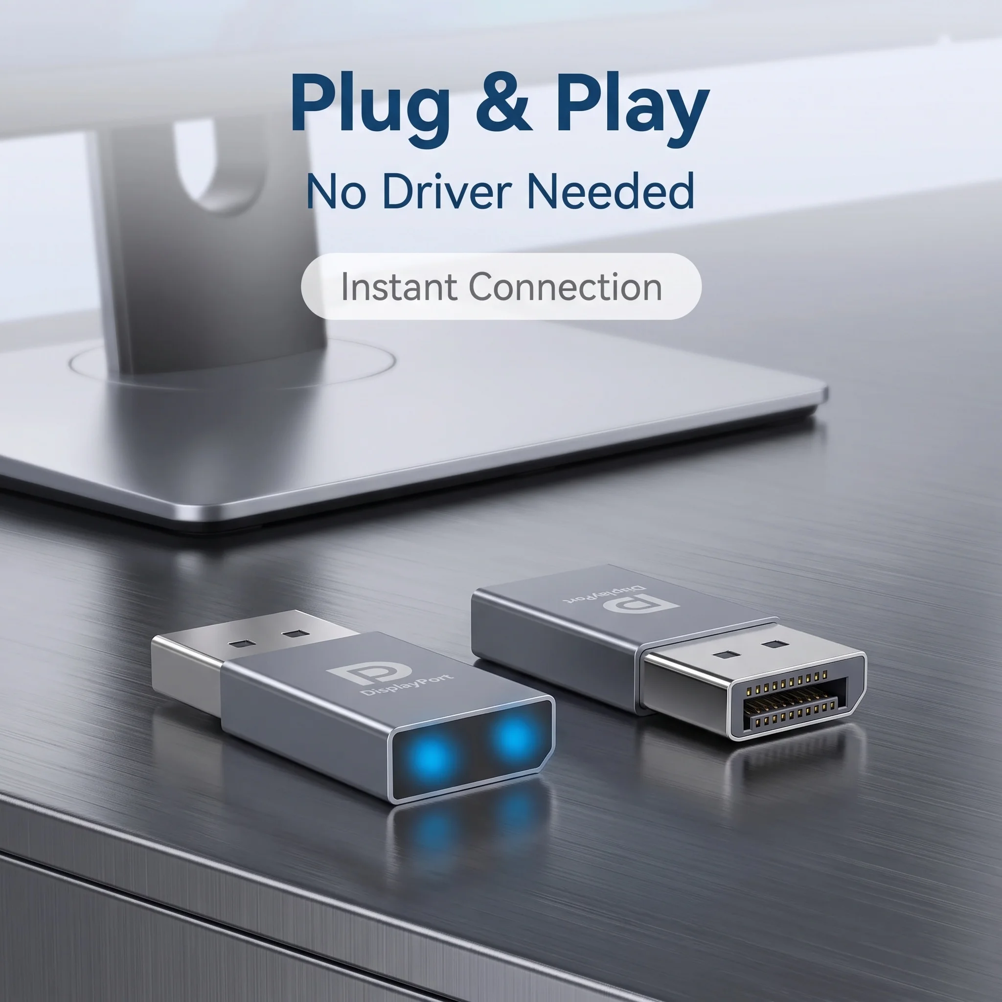 Space Grey Full Metal Active Mini DisplayPort DP Adapter Ultra-Compact Sturdy Converter with Nickel-Plated for Stable Connection