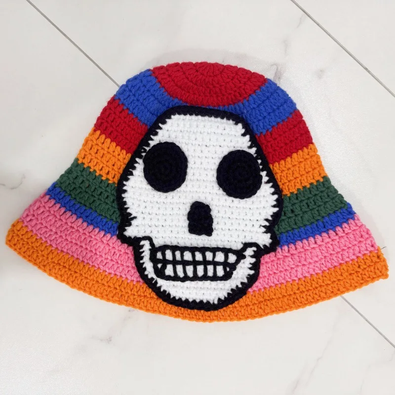 2025-novo-cranio-de-halloween-cabeca-hip-hop-padrao-trico-gorros-chapeu-das-mulheres-dos-homens-paragrafo-qualidade-bone-y2k-quente-moda-fria-bone