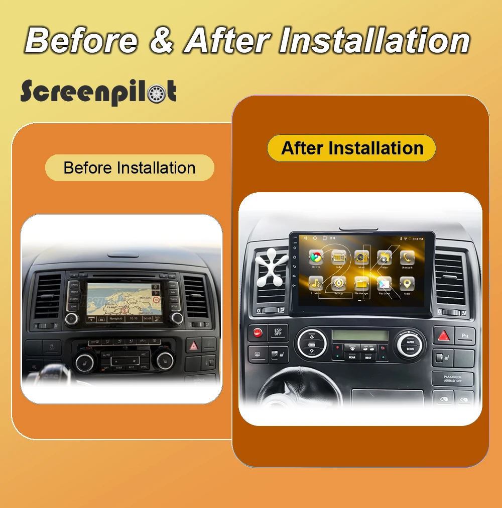 9 Inch Android 16 Car Radio Stereo For Volkswagen VW Multivan T5 2003-2015 2K QLED Multimidia Player GPS Carplay Android Auto 5G
