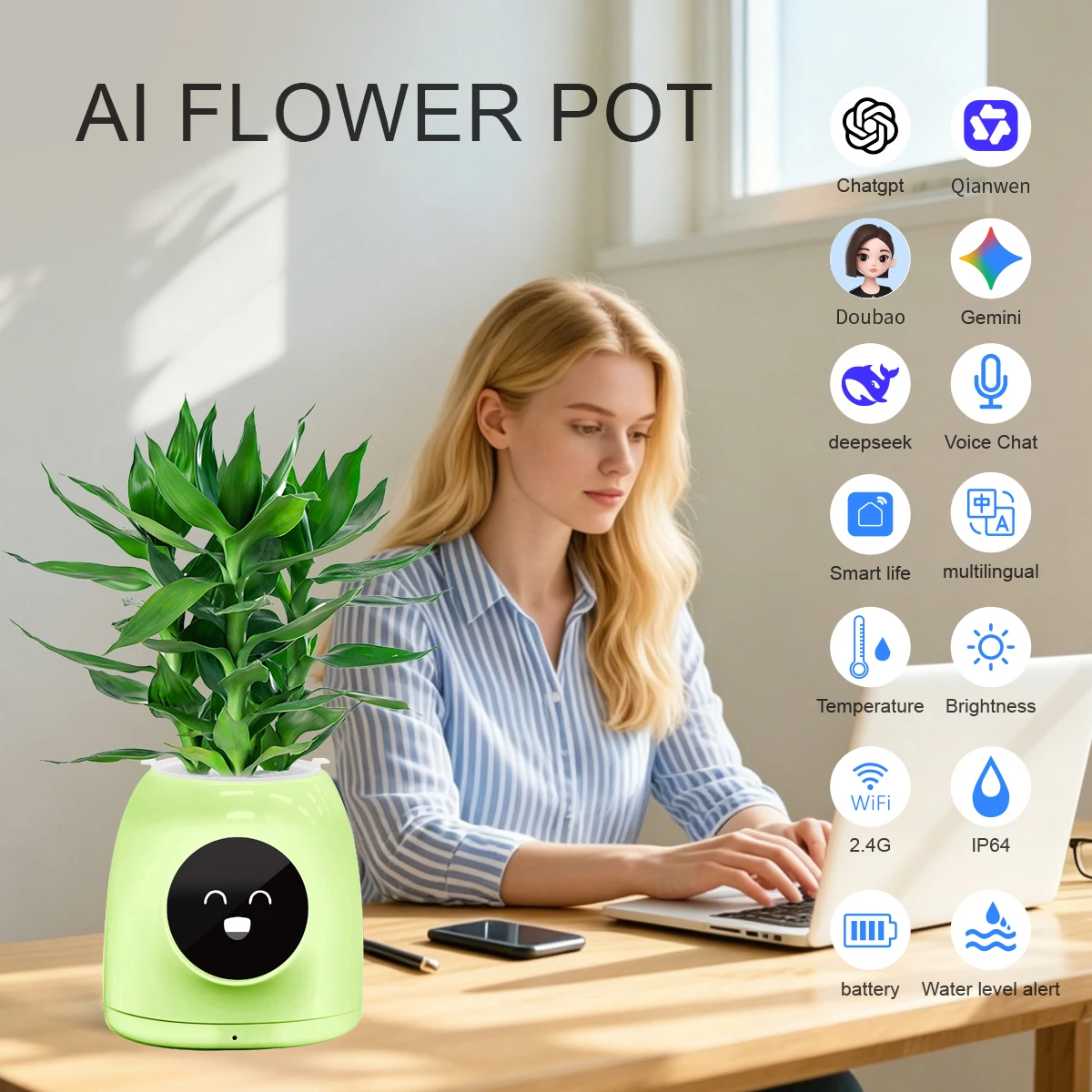 Smart Garden Domes - LINCUKOO Gen1 AI Pot Bunga Pendamping