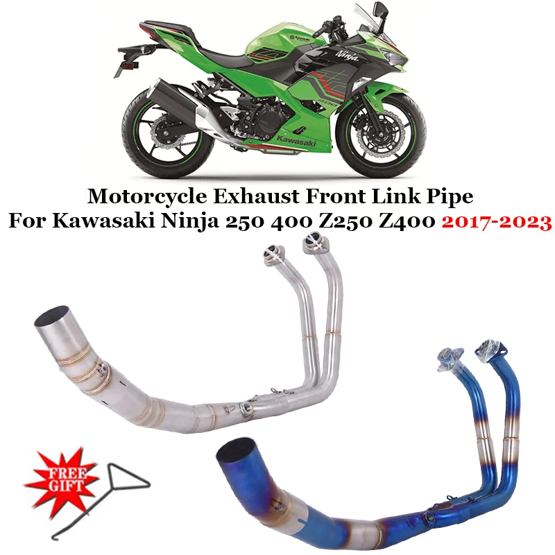 

Slip On For Kawasaki Ninja250 Ninja400 Z400 Z250 Ninja 250 400 2017 - 2023 Motorcycle Exhaust Escape Systems Front Mid Link Pipe