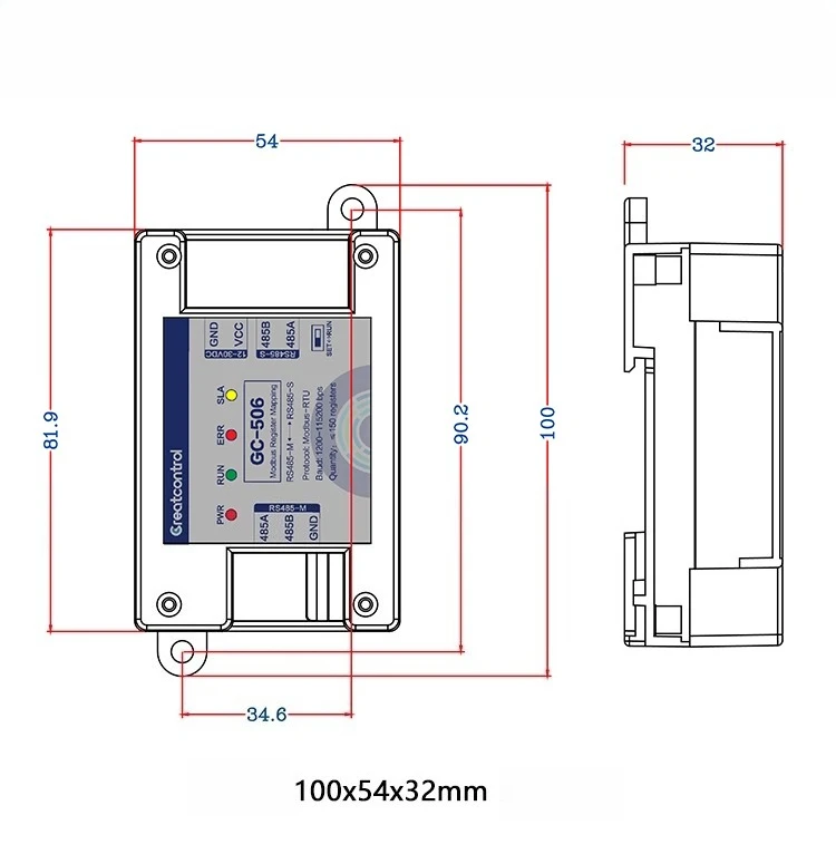 GC-506 Registrar Dirección Convertidor Bidireccional Grado Industrial Protocolo Modbus USB-RS485