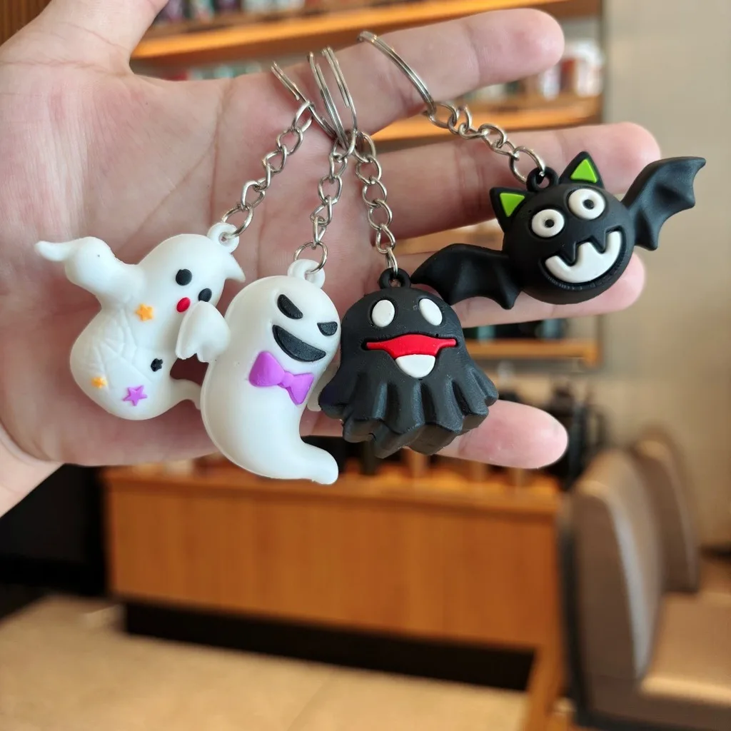 Halloween 3D Stacked Pumpkin Cartoon Keychain Soft PVC Pendant Charm for Handbag Backpack Decoration Festival Gift