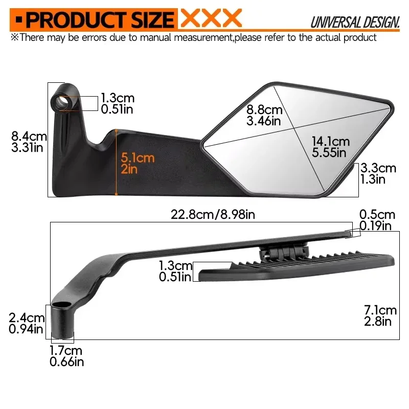Motorcycle Handlebar Mount Rearview Mirror Shock‑Resistant 360 Rotatable For TDM900 FJR1300 Tracer 9GT Tracer 9 GT Y‑AMT FJ‑09