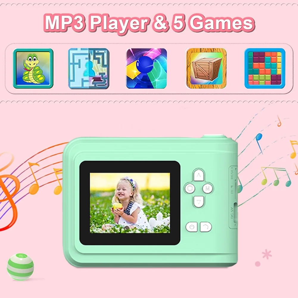 Câmera instantânea infantil 1080P com impressão de papel fotográfico câmera de impressão térmica carregamento USB presentes de aniversário de Natal para 3-12 anos